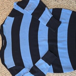 Womens Blue and Black Striped Sweater